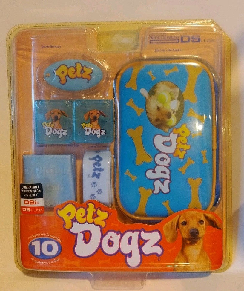2008 Nintendo DS Lite Petz Dogz 10 PC Starter Kit Case Accessories