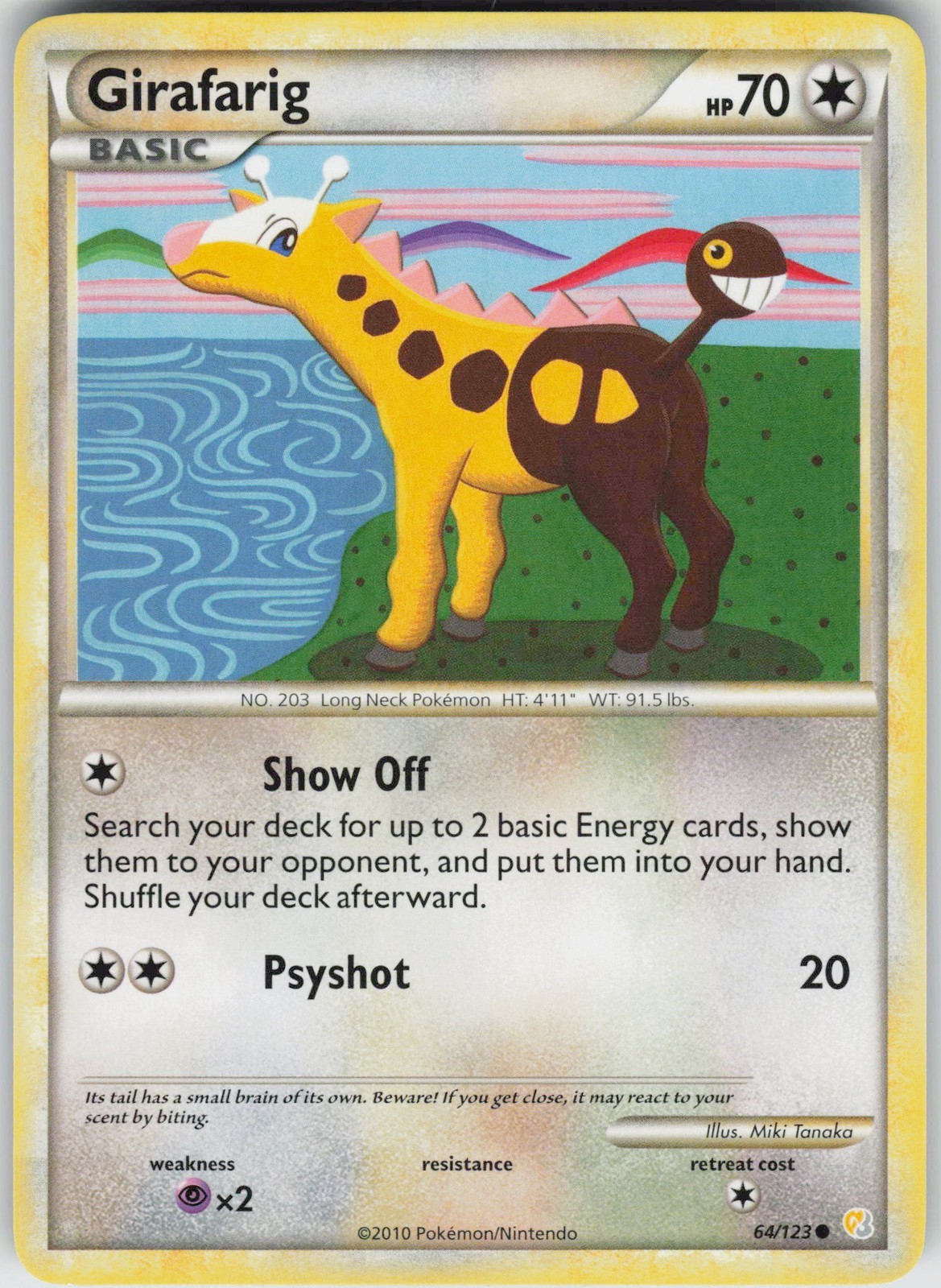 Pokemon Girafarig 64/123 HeartGold SoulSilver Common NM