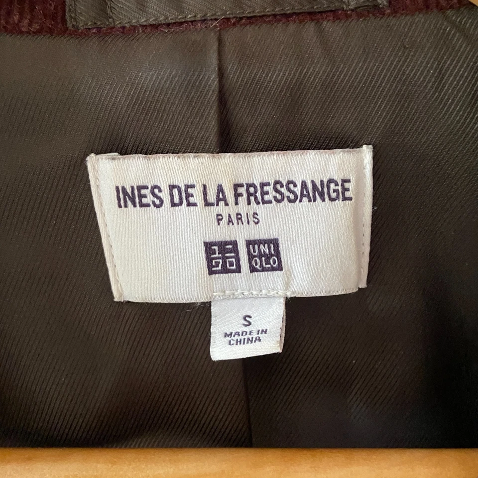 Ines De La Fressange Uniqlo Small Burgundy Corduroy Blazer Jacket Cord Maroon - image 3 of 4
