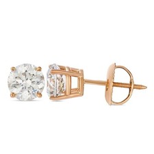 Le Vian 14K Rose Gold Stud Earrings 1.50 cts Round White Diamond Jewelry for Her