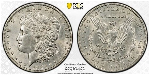 1886-O $1 Silver Morgan Dollar PCGS AU Detail Cleaned #0452