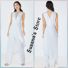 NWT BCBG MAXAZRIA SIZE XS OFF WHITE RUFFLE DRAPE WIDE LEG JUMPSUIT