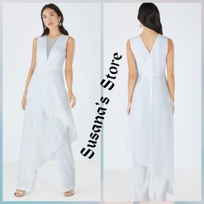 NWT BCBG MAXAZRIA SIZE XXS OFF WHITE RUFFLE DRAPE WIDE LEG 