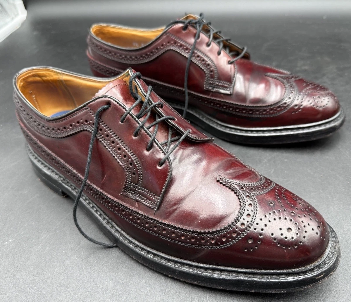 Florsheim Royal Imperial Brogue Lace Up Wingtip Shoes Burgundy Mens Sz 8EEE WIDE Florsheim Shoes Imperial Wingtip Leather Burgundy Oxblood  main image 4