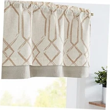  Linen Valance Curtain 50"W x 18"L (Pack of 1) Diamond | Taupe on Beige
