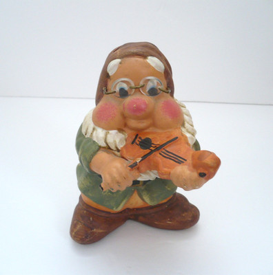 Vintage Snow White Dwarf Doc w/Glasses & Fiddle Bank