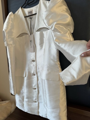RIVER ISLAND size 14 NEW BNWT RRP£110 lightweight stone White long sleeve dress - Picture 3 of 22