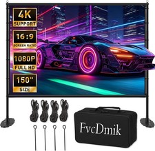 150 inch Projector Screen with Stand 16 9 4K HD Portable Outdoor Movie Screen