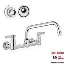 Wall Mount Commercial Kitchen Faucet,8 Inch Swivel Spout,8 Inch 8 Inches Spout