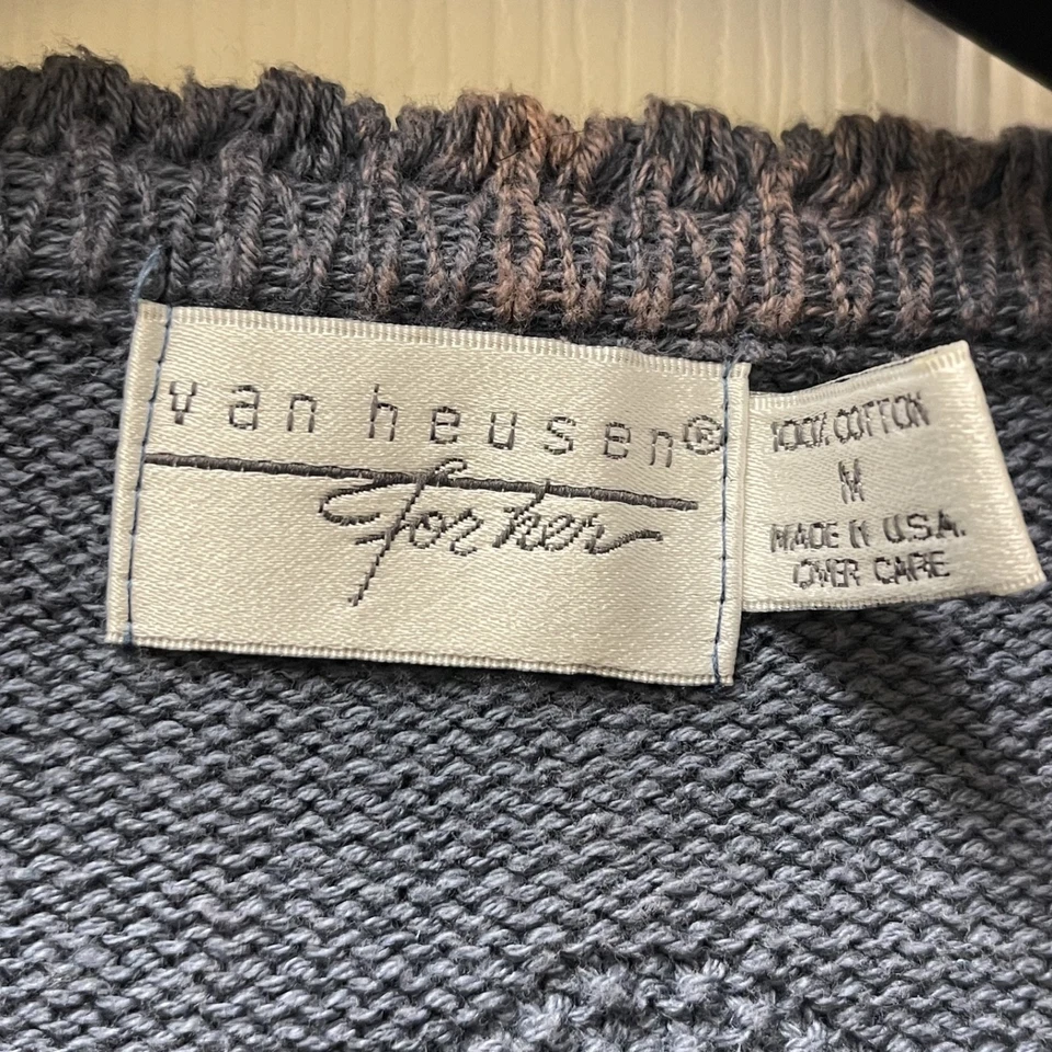 Suéter De Colección Van Heusen Para Mujer Mediano Intarsia Azul Marino Años 90 Y2K Clásico Festoneado Foto 3 de 4