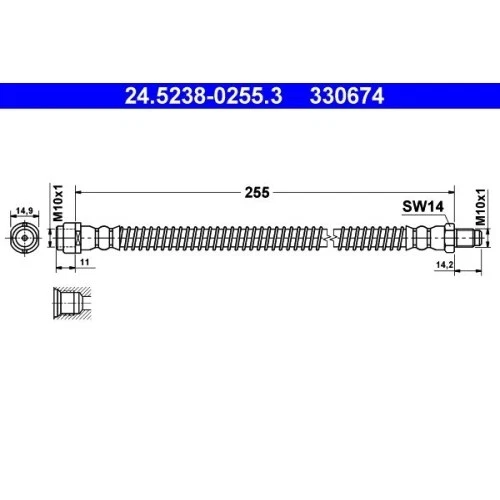 ATE Bremsschlauch 24.5238-0255.3 für MERCEDES-BENZ, Hinterachse - Bild 1 von 1