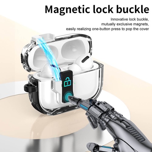 Estuche con bloqueo de armadura a prueba de golpes con llavero para Apple AirPods 4ta generación/Pro 2 - Imagen 6 de 22
