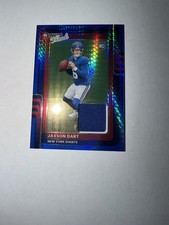 2025 Panini Donruss Optic Jaxson Dart #DTBH-JDT Threads Blue Hyper Rookie Giants