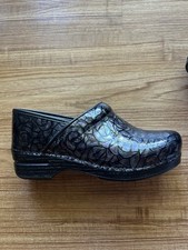 Dansko XP Professional floral embossed black leather clogs Size 40