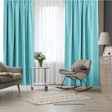 Set of 2 Linen Curtains Pr - 52x84 IN-Blue - Rod Pocket
