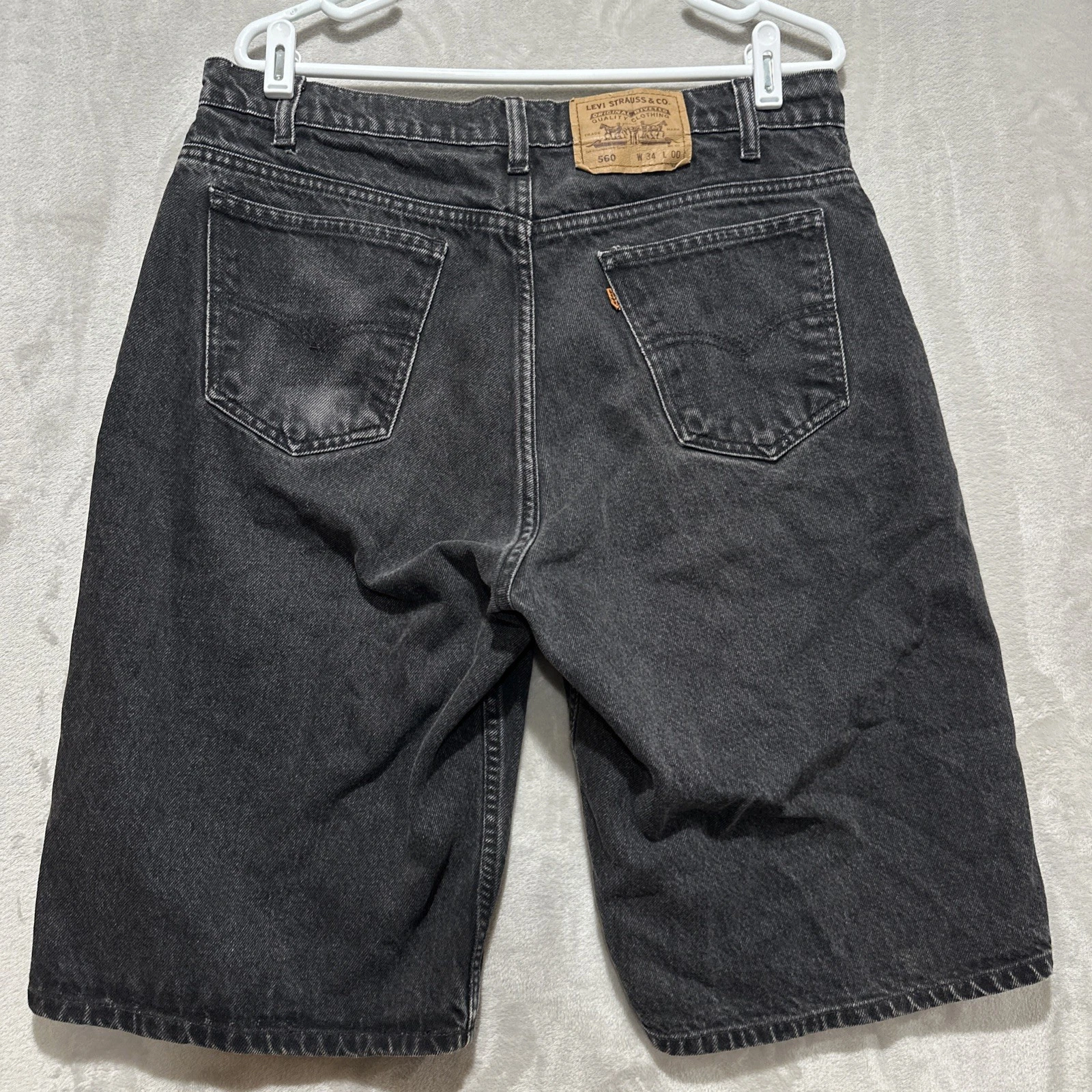 Vintage Levi’s Men’s Size 34 Faded Black Loose Jorts Baggy 90s Orange Tab