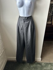 Vintage Bianca Grey 100 Pure Virgin Wool Tailored Trousers, Tagged Size 14