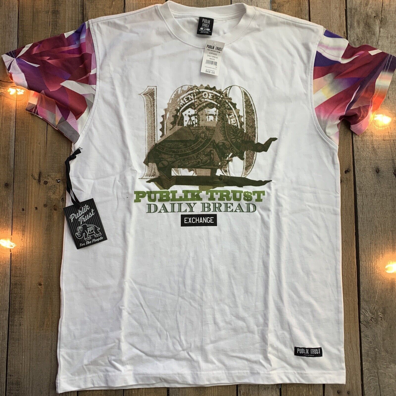 Publik Trust Daily Bread Men's White XL Graphic Print Short Sleeve T-Shirt