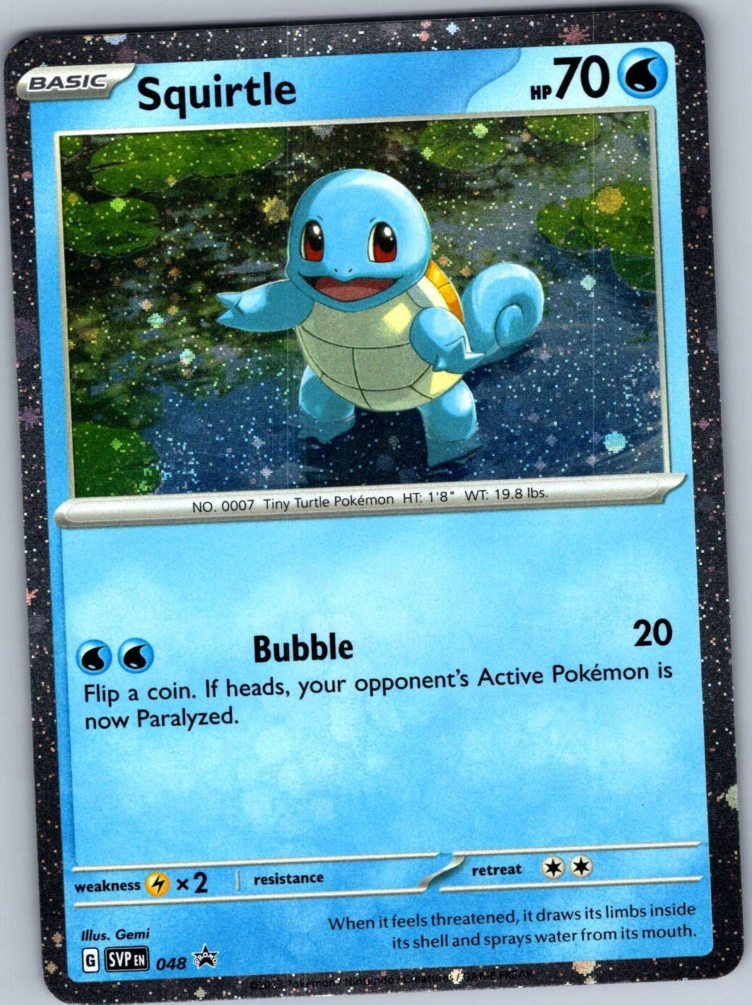 Squirtle (Cosmos Holo) 048 Scarlet & Violet Promo Near Mint w/ 2 Half Swirls