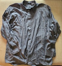 Versace Classic V2 Men's XL Gray Hidden Placket Button Down Dress Shirt Italy