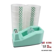 Desktop Tape Dispenser,1 Pack Tape Dispensers with 12Rolls Transparent Green