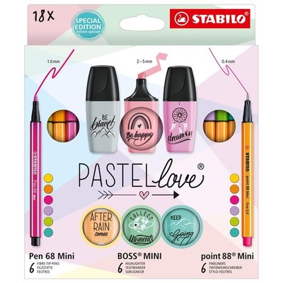 STABILO Pastellove Set 18er Pack Fineliner, Premium-Filzstifte & Textmarker
