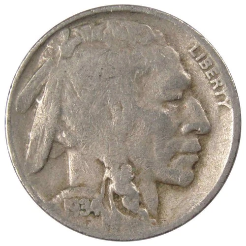 1934 D Indian Head Buffalo Nickel Circulated 5c Coin Collectible