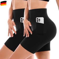 SINOPHANT 2 Pack Radlerhose Damen mit Taschen Kurz Shorts High Waist Leggings