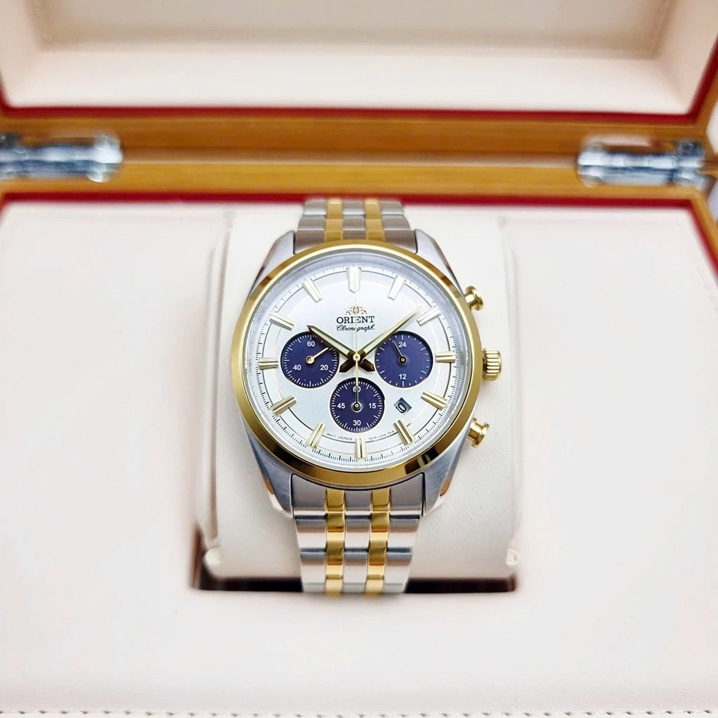 Orient Mens Watch RA-TX0302S10B Stretto Solar Chronograph White