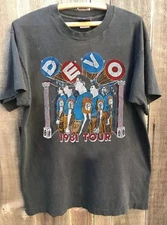 Devo rock band Tour 1981 short sleeve charcoal color classic shirt Men Women