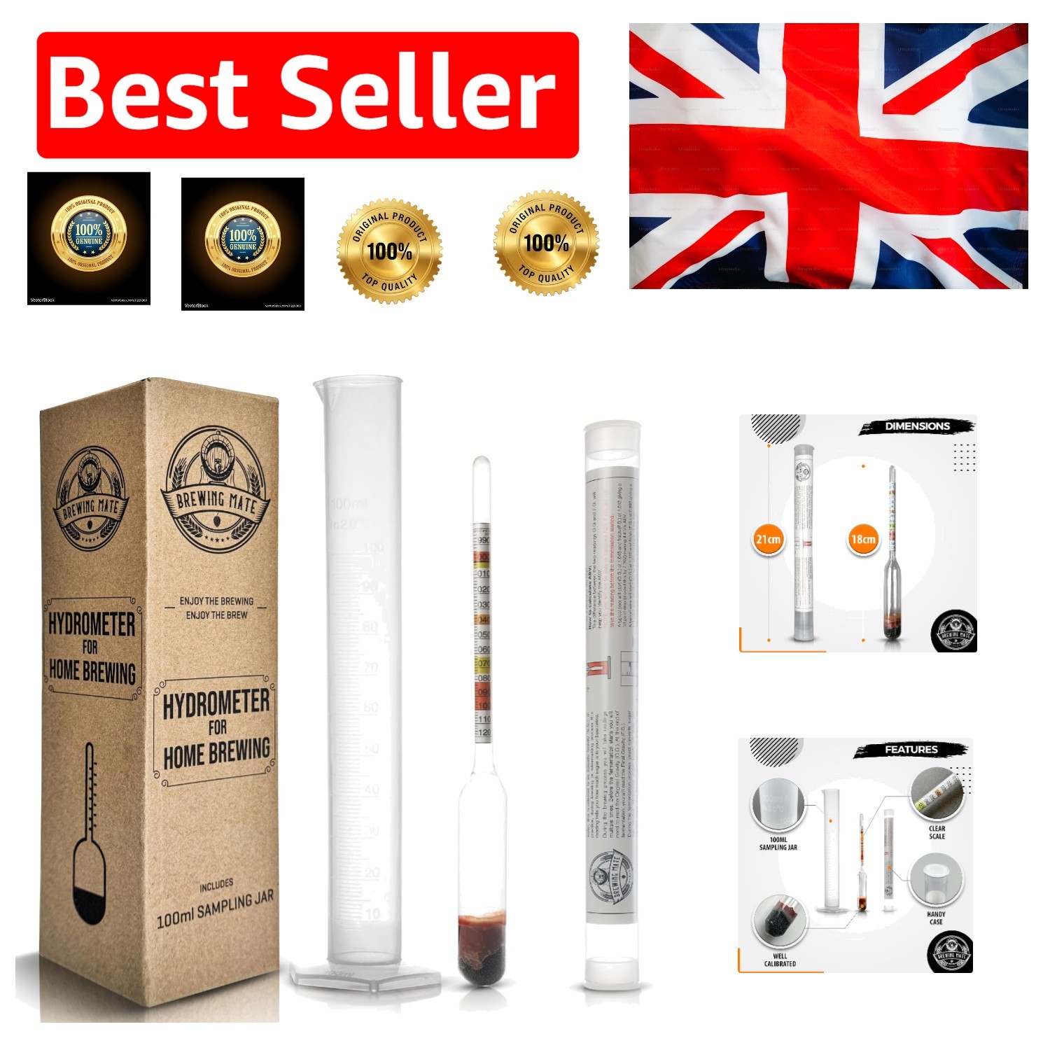 High-Quality Home Brewing Hydrometer - Compact and Easy to Use for All Beverages