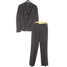 Loro Piana Leather Piping Zip Jacket  Slacks Matching Set Brown Women USED