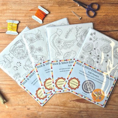 Stick and Stitch Water Soluble Embroidery Designs Dogs Cats Birds Flowers