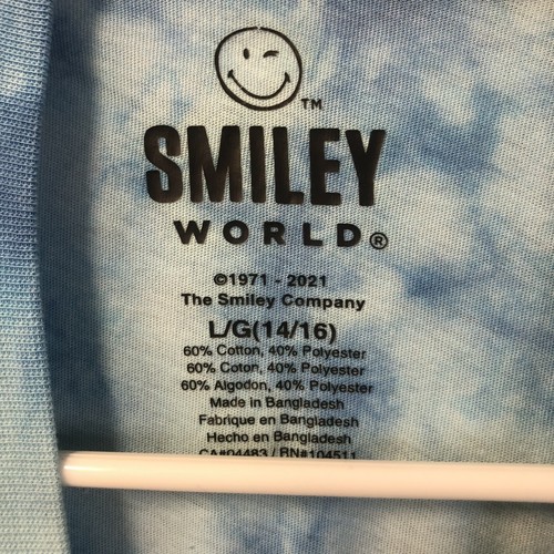 smiley world blue tye-dye t shirt one smile at a time size l kids - Picture 2 of 6