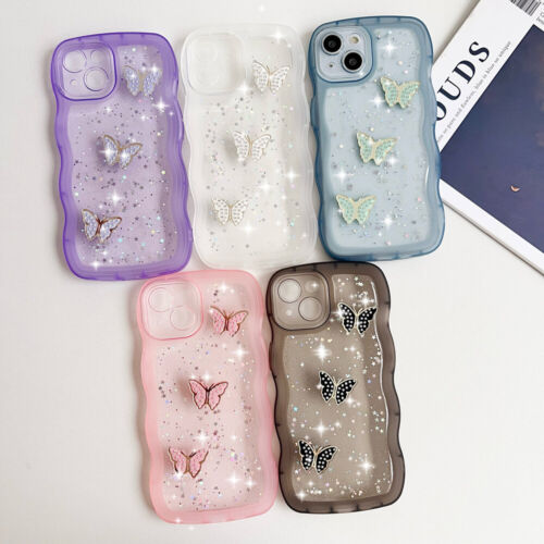 Shockproof Butterfly Glitter Phone Case For iPhone 15 Pro Max 14+ 13 12 11 Cover