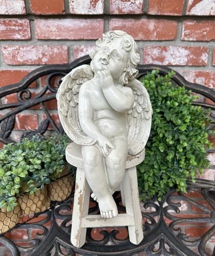 Design Toscano Angel Of Contemplation Statue W/White Distressed Stool; New - Picture 20 of 20