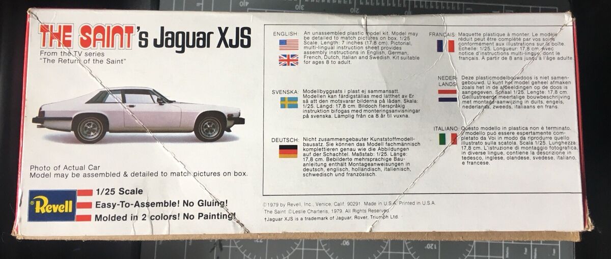 1/25 Revell Jaguar XJ-S The Saint's TV Show Used-Missing Clear Parts-Snap Kit 1/25 Revell Jaguar XJ-S The Saint's TV Show Used-Missing Clear Parts-Snap Kit