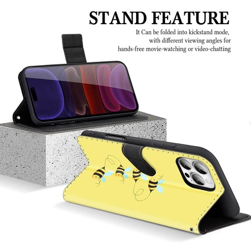 Magnetic Flip Leather Bee Phone Cover For iPhone 16 Pro Max 12 13 14 15 16e Case - Picture 13 of 64