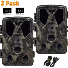 2 Pack Game &Trail Camera 36MP 2.7K No Glow 65ft Night Vision  Deer Hunting Cam