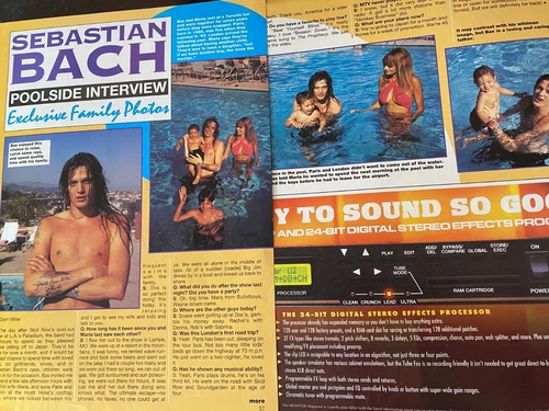 Skid Row, Sebastian Bach, Two Page Vintage Clipping