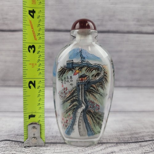 Botella de tabaco china vintage gran pared escena china reverso interior pintada a mano - Imagen 5 de 7