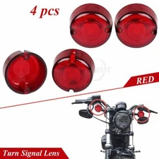 4X Motorcycle Red Turn Signal Lens Cover For Harley Sportster 883 Hugger XLH883