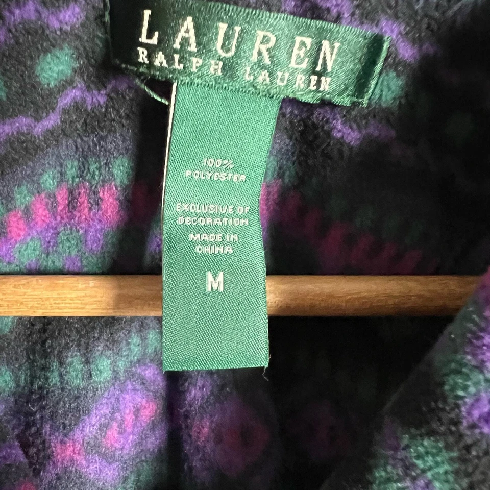 Vintage Lauren Ralph Lauren Fleece Aztec Fair Isle Tunic Sweater Dress Size M - Image 3 of 4