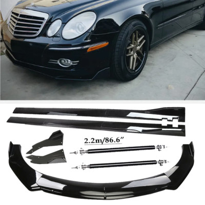 Front Bumper Lip Splitter Spoiler Side Skirt Strut Rod For Mercedes-Benz E200 E