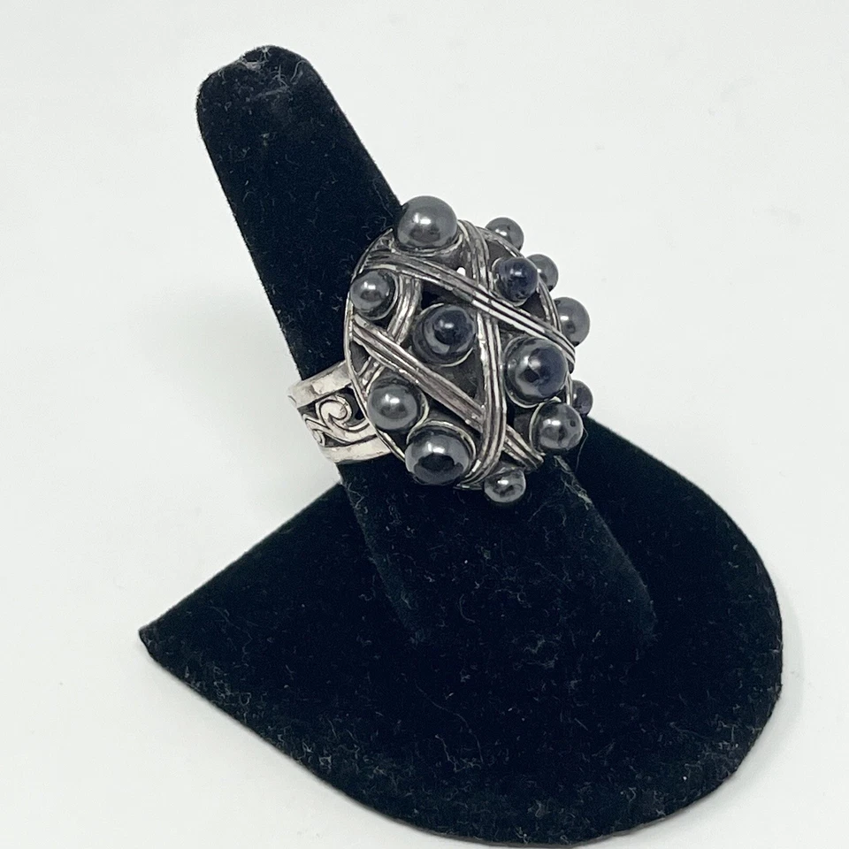 Anillo Brighton Cluster Nudo Perla Negra con Bolso Brighton Talla 7 Agradecido Foto 3 de 4