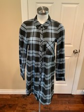 Joie Blue & Black Plaid Mini Shirt Dress, Size Small