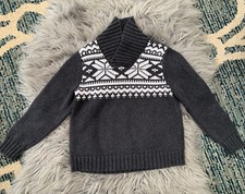 Oshkosh Bgosh Knit Sweater Gray/White Size 4/5 Cotton Boys