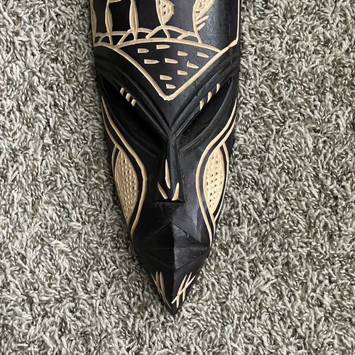 African Wall Mask Trunk Up Elephant Ashanti Sese Wood Hand Carved Set Of 2 Decor - Picture 8 of 15