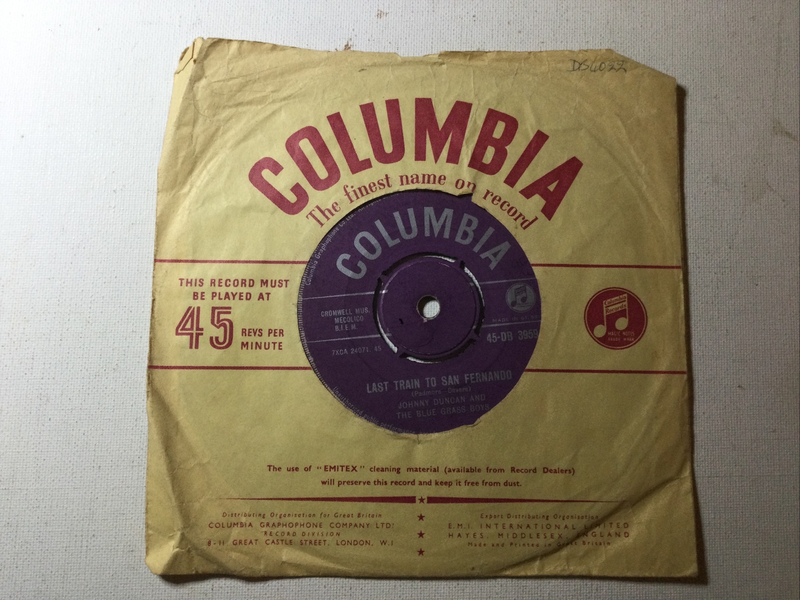 Johnny Duncan And The Blue Grass Boys: Last Train To Fernando 7” Vinyl Single