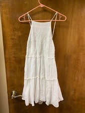 Women "American Eagle Outfitters" white spaghetti straps flowing white dress. Si